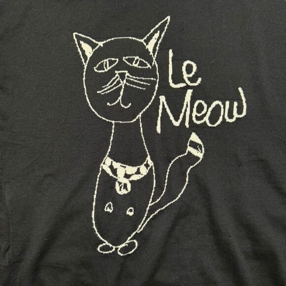 Melissa McCarthy Sweaters - Melissa McCarthy Seven7 Women's Black Cat "Le Meow" Sweater Size 2X